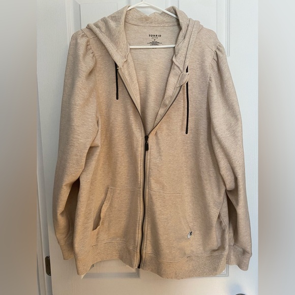 Torrid Oatmeal Hoodie puff sleeves Size 3 - Picture 5 of 7